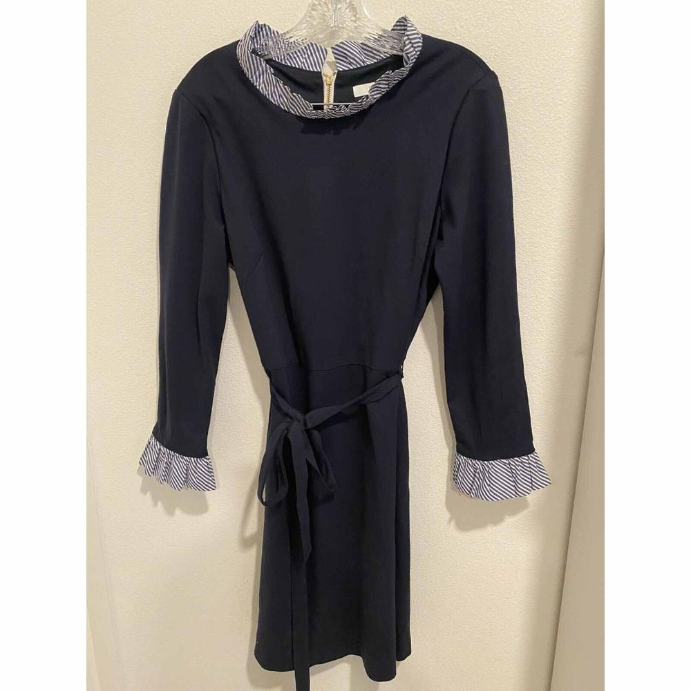 1901 Built In Stripe Collar Shirt Dress Belted Work Size  14 - Picture 3 of 7